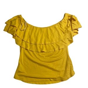 Medium Yellow Off The Shoulder Ruffle Top